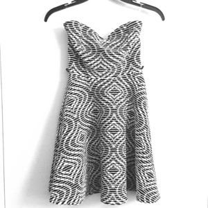 Black and White Strapless Dress